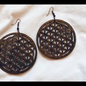 Jumbo Flower of Life Wooden Earrings